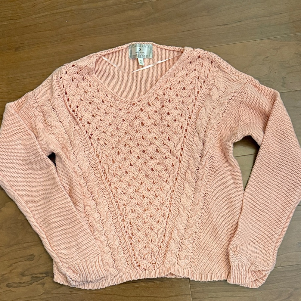 Ruby Moon Soft Pink Cable Knit Sweater